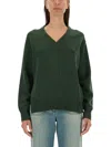 Victoria Beckham Maglia Scollo V Melamge In Green