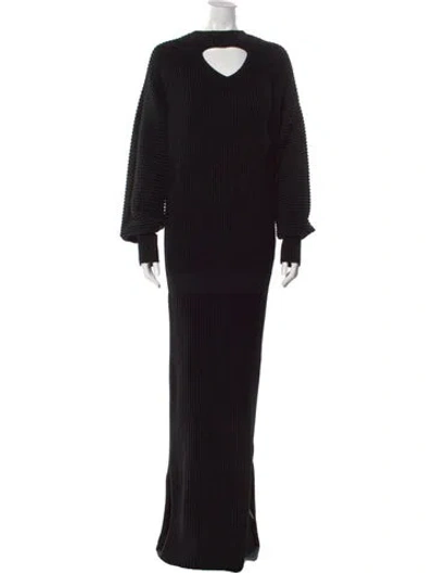 Pre-owned Victoria Beckham Wool Long Dress In Black