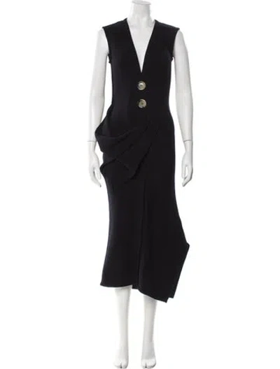 Pre-owned Victoria Beckham Wool Long Dress In Blue