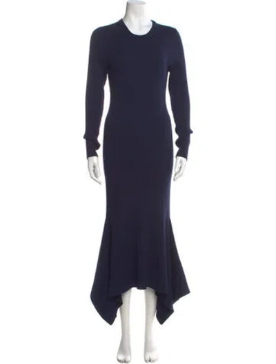 Pre-owned Victoria Beckham Wool Long Dress In Blue