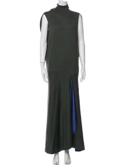 Pre-owned Victoria Beckham Wool Long Dress In Green