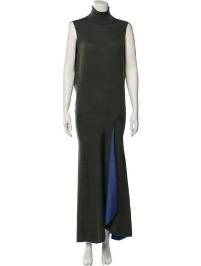 Pre-owned Victoria Beckham Wool Long Dress In Green