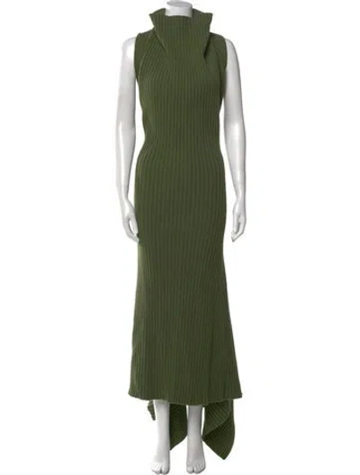 Pre-owned Victoria Beckham Wool Long Dress In Green
