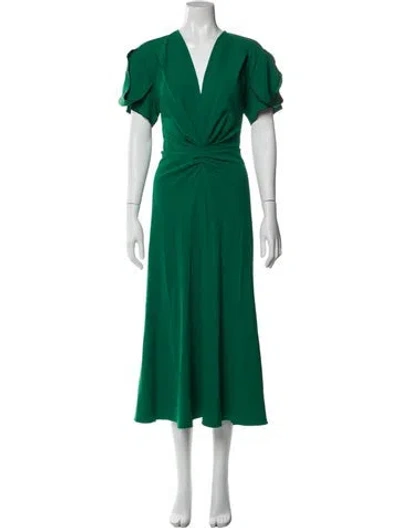 Pre-owned Victoria Beckham Wool Long Dress In Green