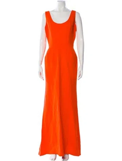 Pre-owned Victoria Beckham Wool Long Dress In Orange