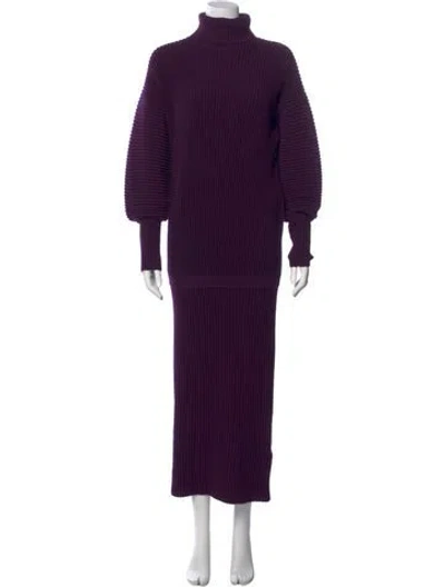 Pre-owned Victoria Beckham Wool Long Dress In Purple