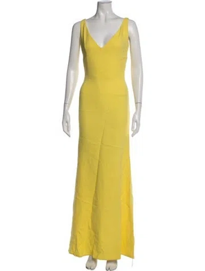 Pre-owned Victoria Beckham Wool Long Dress In Yellow