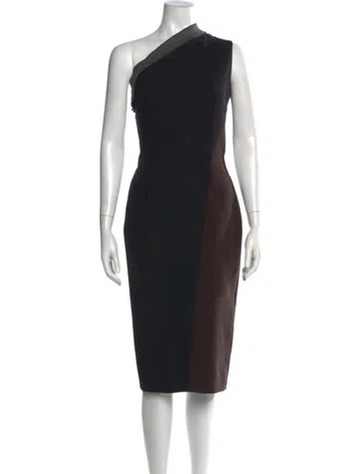 Pre-owned Victoria Beckham Wool Midi Length Dress In Black