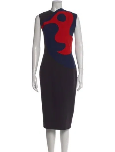 Pre-owned Victoria Beckham Wool Midi Length Dress In Black