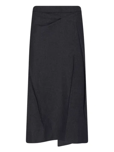 Victoria Beckham Wool Midi Skirt In Blue