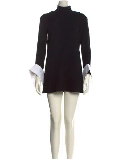 Pre-owned Victoria Beckham Wool Mini Dress In Black