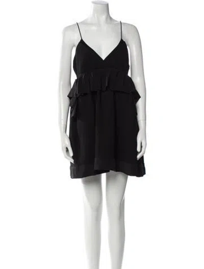 Pre-owned Victoria Beckham Wool Mini Dress In Black