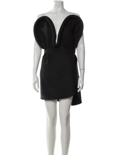 Pre-owned Victoria Beckham Wool Mini Dress In Black