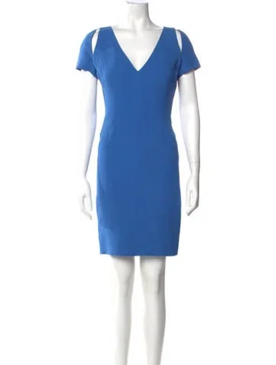 Pre-owned Victoria Beckham Wool Mini Dress In Blue