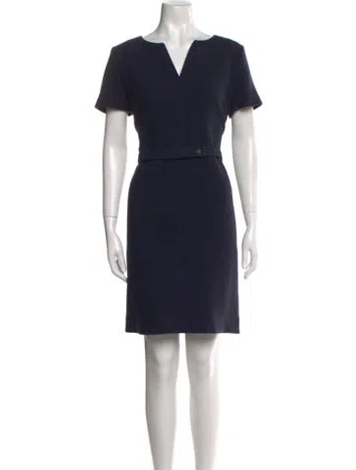 Pre-owned Victoria Beckham Wool Mini Dress In Blue