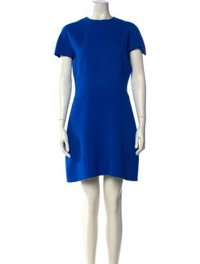 Pre-owned Victoria Beckham Wool Mini Dress In Blue