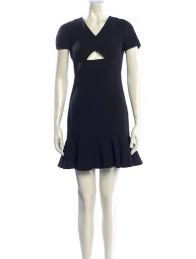 Pre-owned Victoria Beckham Wool Mini Dress In Blue