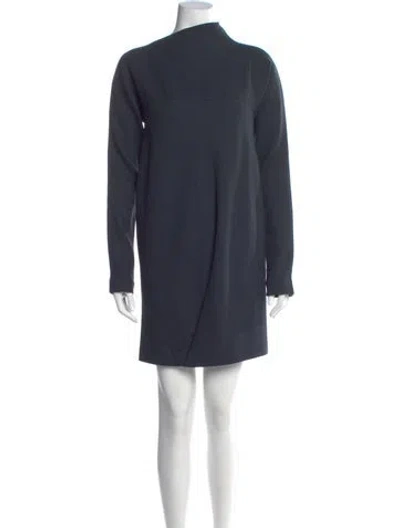 Pre-owned Victoria Beckham Wool Mini Dress In Blue