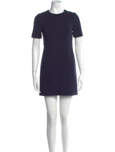 Pre-owned Victoria Beckham Wool Mini Dress In Blue