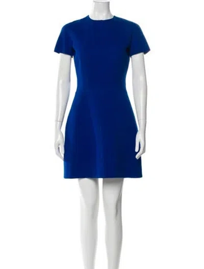 Pre-owned Victoria Beckham Wool Mini Dress In Blue