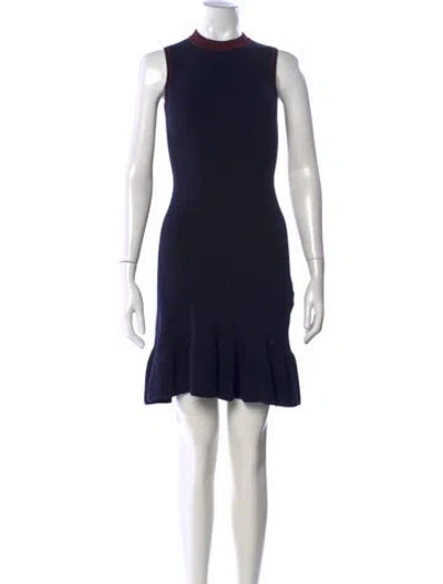 Pre-owned Victoria Beckham Wool Mini Dress In Blue