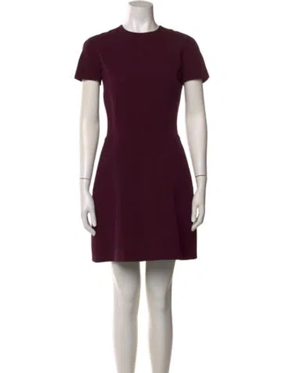 Pre-owned Victoria Beckham Wool Mini Dress In Burgundy