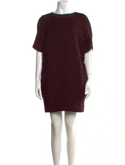 Pre-owned Victoria Beckham Wool Mini Dress In Burgundy