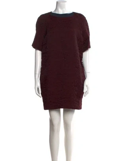 Pre-owned Victoria Beckham Wool Mini Dress In Burgundy