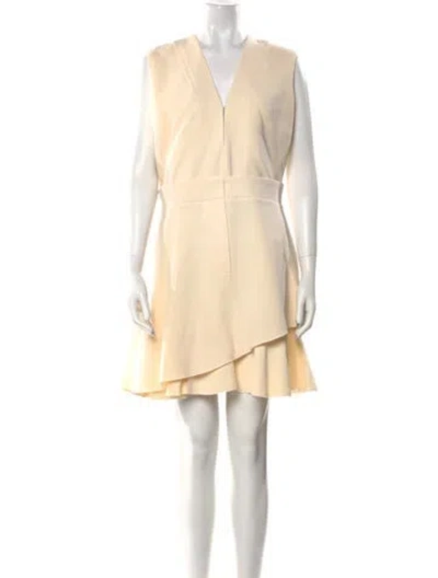 Pre-owned Victoria Beckham Wool Mini Dress In Neutral