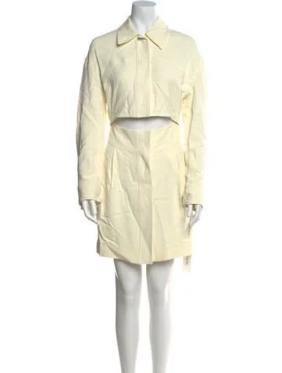 Pre-owned Victoria Beckham Wool Mini Dress In Neutral