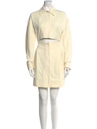 Pre-owned Victoria Beckham Wool Mini Dress In Neutral