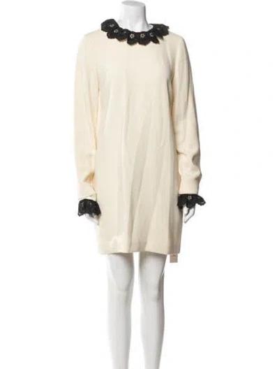 Pre-owned Victoria Beckham Wool Mini Dress In Neutral