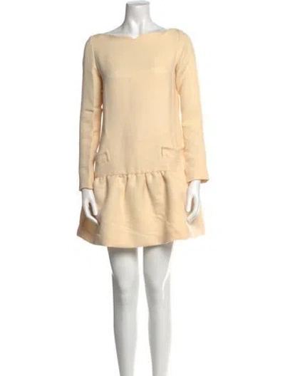 Pre-owned Victoria Beckham Wool Mini Dress In Neutral