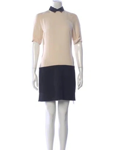 Pre-owned Victoria Beckham Wool Mini Dress In Neutral