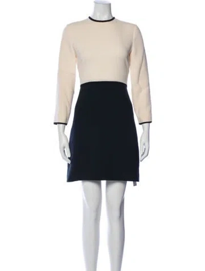 Pre-owned Victoria Beckham Wool Mini Dress In Neutral