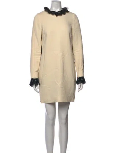 Pre-owned Victoria Beckham Wool Mini Dress In Neutrals