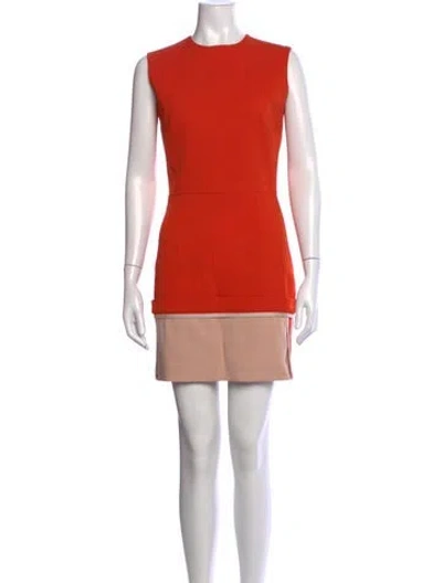 Pre-owned Victoria Beckham Wool Mini Dress In Orange