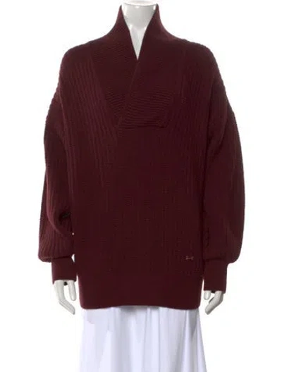 Pre-owned Victoria Beckham Wool Mock Neck Sweater In Burgundy