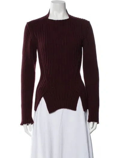 Pre-owned Victoria Beckham Wool Mock Neck Sweater In Burgundy