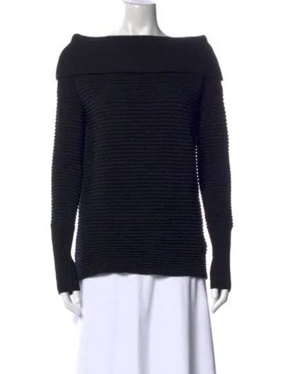 Pre-owned Victoria Beckham Wool Off-the-shoulder Sweater In Black