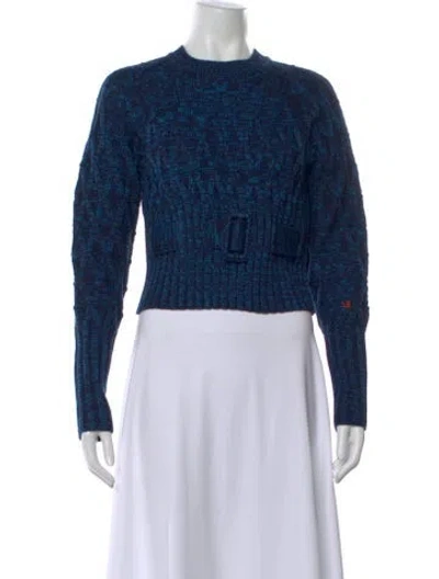 Pre-owned Victoria Beckham Wool Patterned Sweater In Blue