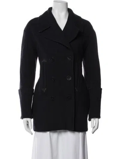 Pre-owned Victoria Beckham Wool Peacoat In Blue