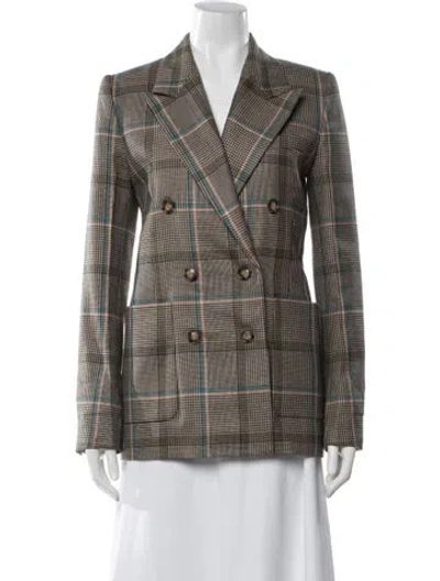 Pre-owned Victoria Beckham Wool Plaid Print Blazer In Multi