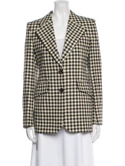 Pre-owned Victoria Beckham Wool Plaid Print Blazer In Neutral