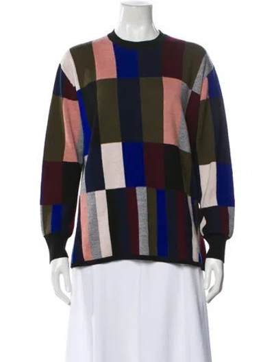 Pre-owned Victoria Beckham Wool Plaid Print Sweater In Blue