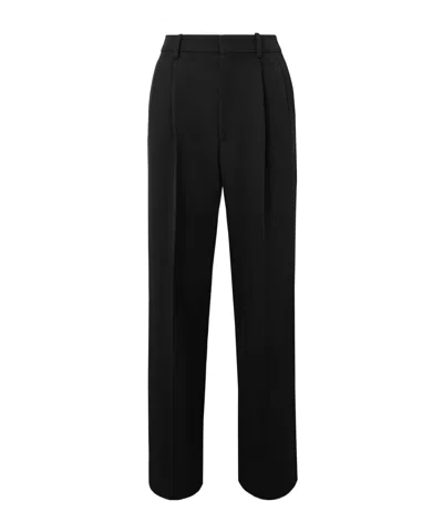 Victoria Beckham Grain De Poudre Wool Pleated Wide-leg Pants In Black