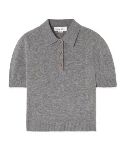Victoria Beckham Wool Polo Shirt In Gray