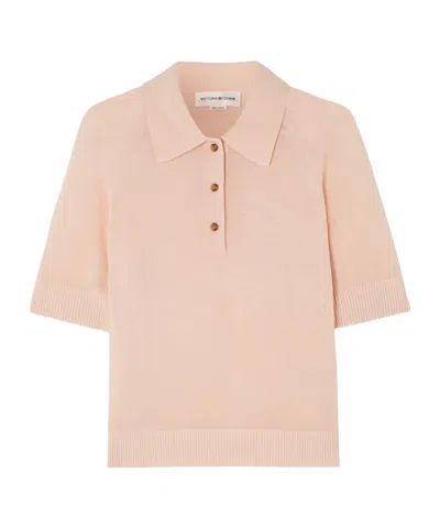 Victoria Beckham Wool Polo Shirt In Pink