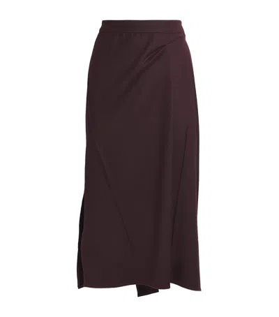 Victoria Beckham Wool Pressed Tailored Midi Skirt In Brown