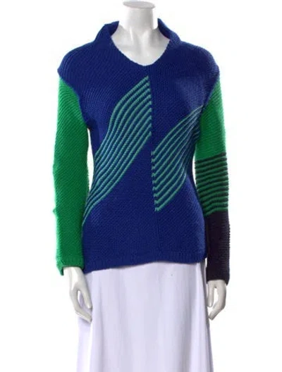 Pre-owned Victoria Beckham Wool Printed Sweater In Blue